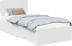 vidaXL Cadru de pat cu headboard Alb 90 x 190 cm Lemn compozit