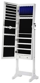 Dulap bijurerii cu oglinda, Songmics, Alb, 150.5x41x36 cm