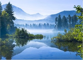 Tablou pe sticlă cu lac montan (70x50 cm)