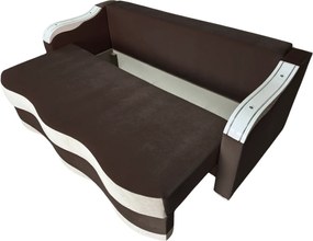 Canapea DIANA extensibila, 3 locuri, cu lada de depozitare, catifea crem cu maro , 220x100x80 Maro + Crem, Catifea