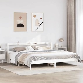 vidaXL Cadru de pat fără saltea, alb, 180x200 cm, lemn masiv pin