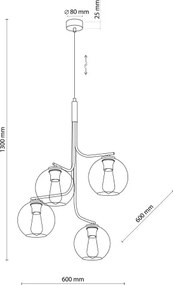 Lustră LED suspendată pe cablu CESAR 4xE27/15W/230V negru/gri fumuriu