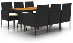 3120108 vidaXL Set mobilier de exterior, 7 piese, negru, poliratan