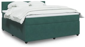 3287803 vidaXL Pat box spring cu saltea, verde închis, 180x200 cm, catifea