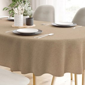 Goldea față de masă decorativă loneta - cafea natural - ovală 140 x 280 cm