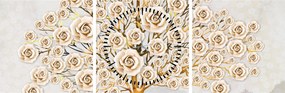 Tablou cu copac cu flori (cu ceas) (90x30 cm)