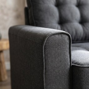HOMCOM Canapea Extensibilă din Material Textil 2 Locuri cu Capitonaj și Arcuri, 151x75x85 cm, Gri | Aosom Romania