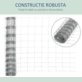 PawHut Rolă Plasă Metalică Zincată pentru Țarcuri, Gard de Protecție Exterior pentru Animale, 26.1m, 15x20.3 cm | Aosom Romania
