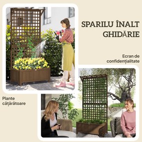 Outsunny Jardinieră Ridicată de Exterior cu Spalier și Bară Superioară, Ghiveci din Lemn de Brad cu Orificii de Drenaj pentru Flori și Legume, Ideală pentru Grădină și Balcon, Maro Închis | Aosom Romania