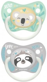 Set de 2 buc simetric suzete, 6-18m, Canpol Babies - Exotic Animale - gri