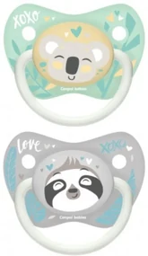 Set de 2 buc simetric suzete, 6-18m, Canpol Babies - Exotic Animale - gri