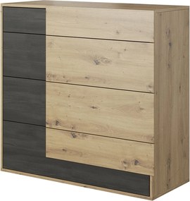 Comoda BAFRA, stejar artisan/pin negru, PAL laminat, 100x40x90 cm