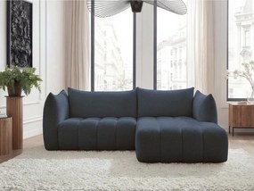 Colțar albastru închis cu tapițerie din țesătură bouclé (cu colț pe partea dreaptă/cu șezlong) Azra – Bobochic Paris