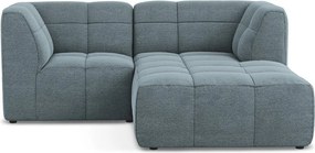 Colțar albastru cu tapițerie din țesătură bouclé (cu colț pe partea dreaptă/cu șezlong) Aloha – Makamii