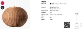 Lustra / Pendul suspendat design natural din ratan HAKA 53cm
