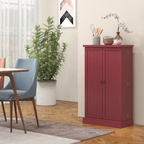 HOMCOM Dulap mobilier de bucătărie despensier 2 uși cu 5 rafturi și 12 recipiente pentru mirodenii - 60 x 30 x 104 cm - roșu | Aosom Romania