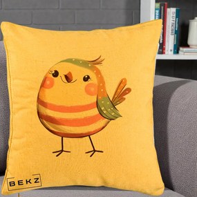 Perna Decorativa Pui Kawaii Pastel Dungat, 40x40 cm, Galben, Husa Detasabila, Perna Inclusa, BEKZ®