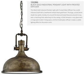 Lustra / Pendul vintage 39cm Industrial negru auriu 1322BG SRT