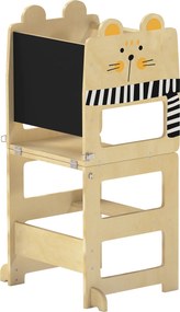 AIYAPLAY Turn Montessori pentru Copii 2-5 Ani cu Tablă și Măsuță, din Lemn, 57x39x93 cm, culoare Lemn | Aosom Romania