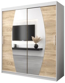 Dulap de haine 180 cm Eclipse (Alb mat + Stejar sonoma). 1063416