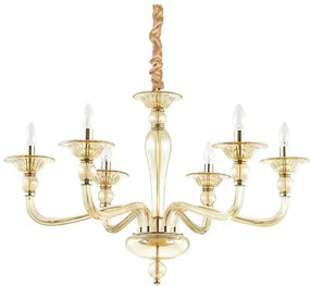 Lustră pe lanț Ideal Lux DANIELI 6xE14/40W/230V d. 85 cm alamă