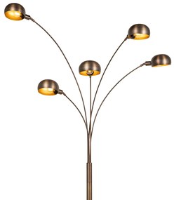 Lampă de podea de design bronz închis cu auriu 5 lumini - Sixties Marmo