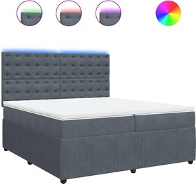vidaXL Pat box spring cu saltea, gri închis, 200x200 cm, catifea