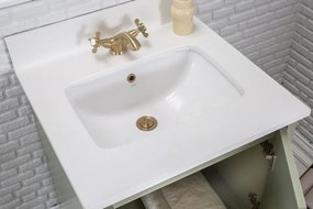 Set Mobilier Baie Ontario 24, Include Dulap Baza cu Lavoar și Oglinda, 60 cm, Verde Fistic