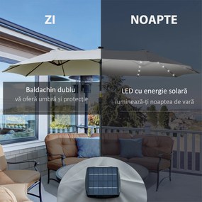 Outsunny Ombrellone da Giardino 4.5m con 48 LED a Energia Solare e Manovella | Aosom Romania