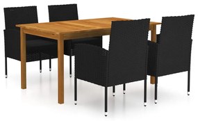 Set mobilier de gradina, 5 piese, negru Negru, 5