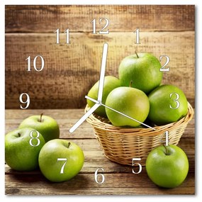Ceas de perete din sticla pătrat Apple a consumului de fructe verzi
