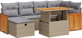 vidaXL Set canapele de grădină, 8 piese, cu perne, bej, poliratan
