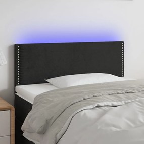 3121516 vidaXL Tăblie de pat cu LED, negru, 100x5x78/88 cm, catifea