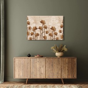 Tablou cu abstracția florilor - maro (90x60 cm)