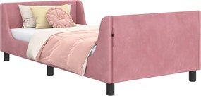 vidaXL Cadru de pat pentru copii cu spătar Roz 90 x 200 cm Catifea
