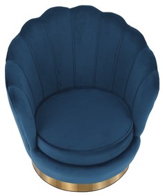 Scaun, ţesătură albastră din catifea / auriu, ROLIO