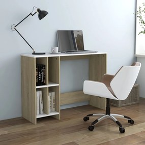 808346 vidaXL Birou Notebook, alb și stejar sonoma, 102,5x35x75 cm, PAL