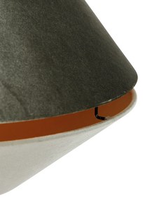 Lampă suspendată modernă bronz cu abajur dublu de catifea verde - Combi 1