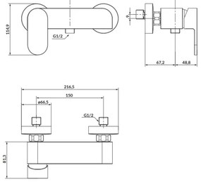 Baterie de duș Cersanit S951-321 CREA negru