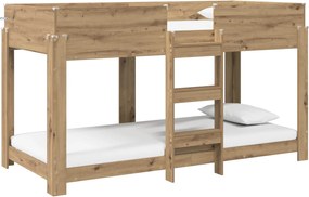 vidaXL Pat Etajat pentru Copii Stejar Artizanal 90 x 190 cm