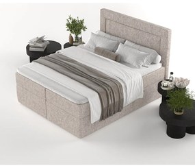 Pat boxspring maro deschis cu spațiu de depozitare 160x200 cm Imagine – Maison de Rêve