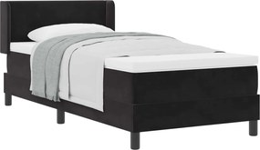 vidaXL Pat cu arcuri cu saltea cu headboard Negru 190 x 90 cm Catifea