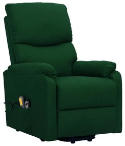 329755 vidaXL Fotoliu de masaj cu ridicare, verde închis, material textil