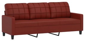 Canapea cu 3 locuri, rosu vin, 180 cm, piele ecologica Bordo, 198 x 77 x 80 cm