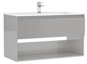 MOBILIER DAILY 100X46X56.5 GALET LUCIOS,1 SERTAR+RAFT,CU LAVOAR Gri lucios, 1000x460 mm