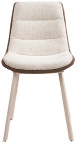 MAZZONI EXPORT IDA Crem și Maro (material Monza 90/Preston 22)/cadru bej - SCAUN TAPIȚAT BOUCLÉ MODERN PENTRU SALON/SUFRAGERIE LOFT