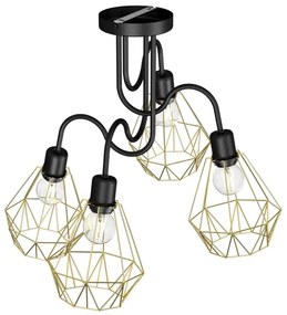 Lustră aplicată BERGEN 4xE27/60W/230V neagră/aurie