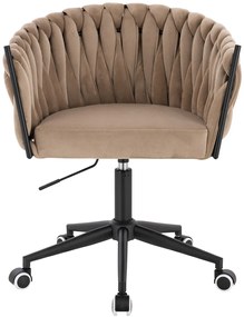 HR750K Scaun Latte din Catifea cu Bază Neagră