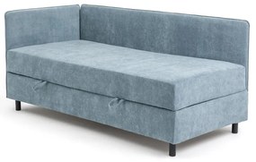 Pat albastru tapițat cu spațiu de depozitare cu saltea 90x200 cm Avela – Bonami Selection