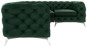 Colțar verde închis cu tapițerie din catifea (cu colț pe partea dreaptă/în formă de ”L”) Chelsea – Ropez